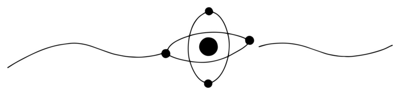 atom with orbiting electrons line illustration