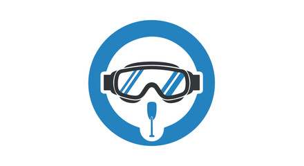 Obraz premium No diving sign with goggles and snorkel on a white background