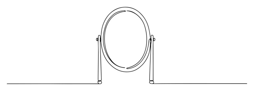 makeup table mirror vector line art
