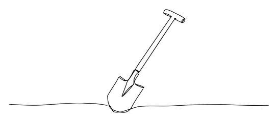 garden shovel digging tool line drawing © Wieslaw
