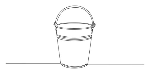 cleaning bucket with handle line vector drawing © Wieslaw