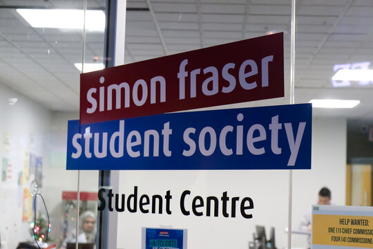 Simon Fraser University Student Society Student Centre signage