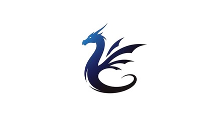 Naklejka premium Sleek and Modern Blue Gradient Dragon Vector Illustration - A Majestic Mythical Creature Embodying Strength and Ancient Wisdom, Perfect for Branding