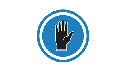 Obraz premium Graphic illustration of a blue hand gesture sign with a white border on a plain white background.