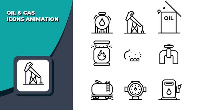 Oil Icons Animation Pack with Various Industrial Themes, 4k resolution