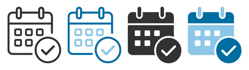 calendar icon with check mark symbol for schedule confirmation on transparent background © Pavlo