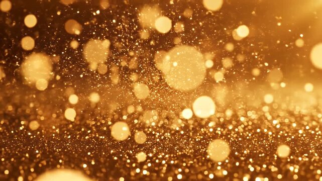 An abstract image of sparkling, golden bokeh. Shimmering orbs and light. Shallow depth of field