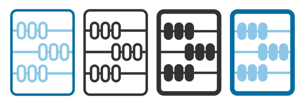Abacus counting math education flat icon set on transparent background