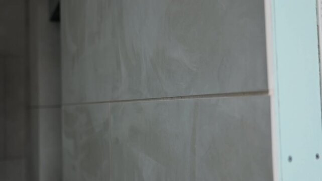 Installed Porcelain Stoneware Tiles on Interior Wall