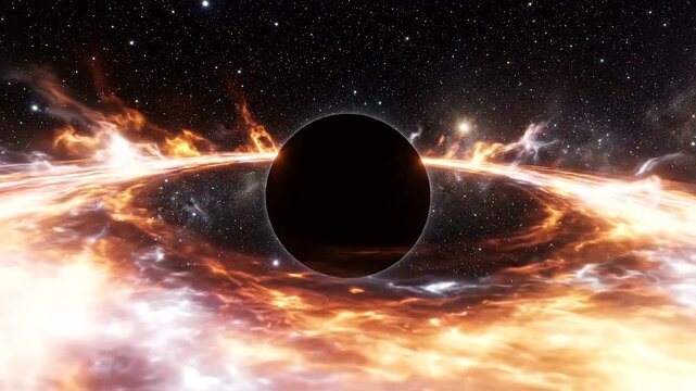 Black Hole in Space with Swirling Accretion Disk.