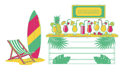 Fototapeta premium Set of summer beach icons vector
