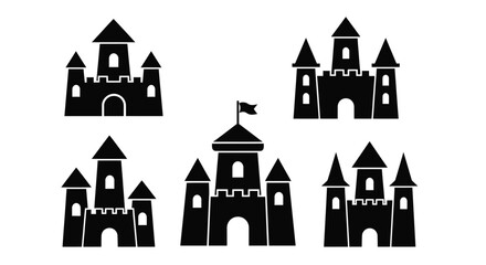 Black castle outlines and a flag a striking graphic silhouette © MDHANZALA