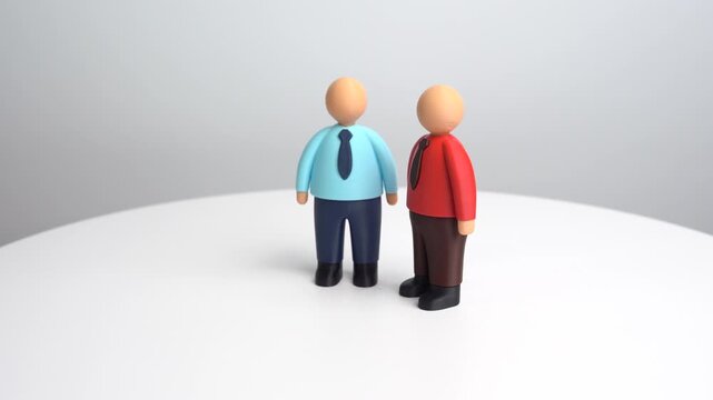 Two business partners stand together. To reach agreement, consensus. Business partnership, cooperation, and trust-building during negotiations or contract signing.