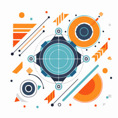 Fototapeta premium Flat futuristic background with brutalism shapes