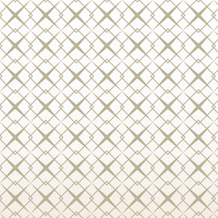 Luxury geometric seamless pattern with elegant gold rhombus lattice and abstract cross ornament. Minimalist vector background for premium packaging, wedding stationery and textile design textures.