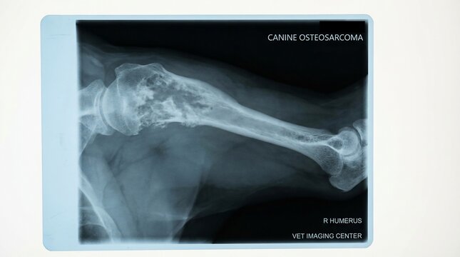 Canine osteosarcoma x-ray showing bone tumor