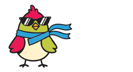 Naklejka premium Illustration of a bird wearing a scarf