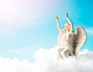 Obraz premium Spiritual Angel Sitting On Clouds