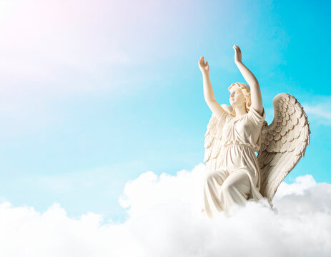 Spiritual Angel Sitting On Clouds
