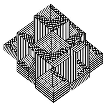 Geometric Patterned 3D Cube Structure.