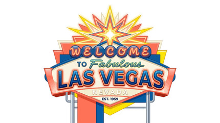 Modernized welcome to the iconic Las Vegas sign board, celebrating the vibrant spirit of Nevada's entertainment capital
