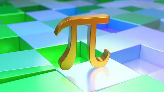 Golden Pi symbol on checkered platform