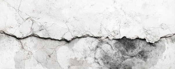 Obraz premium Grungy White Wall with Horizontal Crack and Textured Surface.