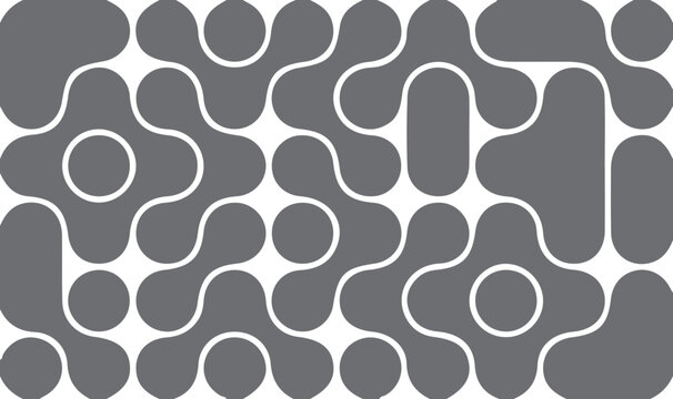 A minimalist graphic design featuring a repeating pattern of smooth rounded organic grey shapes