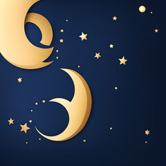 Naklejka premium Golden Crescent on Navy Blue