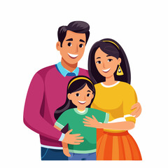 Obraz premium Smiling happy family portrait with parents and daughter together