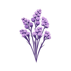 Obraz premium Elegant Purple Lavender Flowers Vector Illustration on White Background - Perfect for Floral Designs and Botanical Art