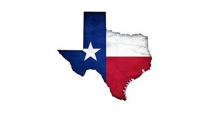 Outline of a US state in its flag colors, distressed effect, on white