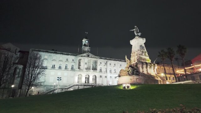 Monument of Infante D. Henrique in Porto at night