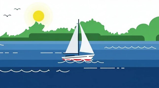 Flat vector of the Chesapeake Bay with sailboat, bold text &ldquo;Maryland Day&rdquo;