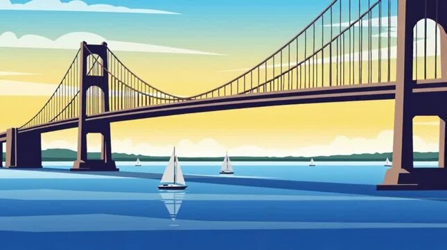 Vector illustration of Chesapeake Bay Bridge, bold headline &ldquo;Maryland Day Celebration&rdquo;