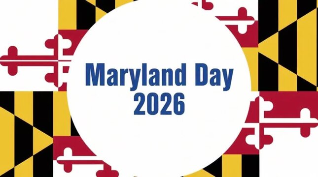 Circular badge-style vector, Maryland flag pattern border, text &ldquo;Maryland Day 2026&rdquo;