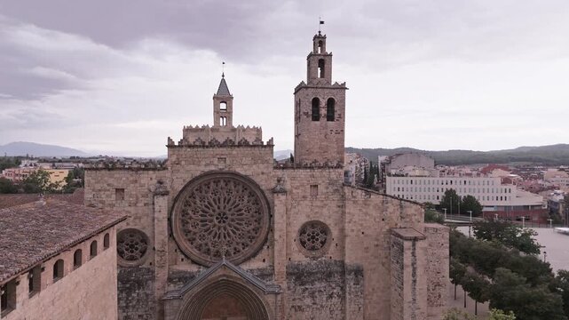 Monastery of sant cugat aerial historic view