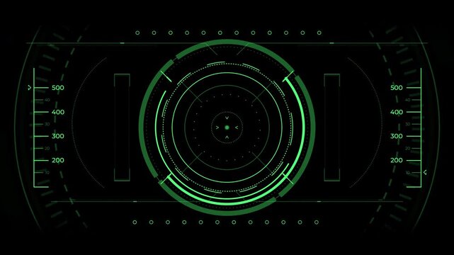 Futuristic hud display target interface digital, ideal for science fiction projects, gaming interfaces, data presentation, or advanced tech simulations.