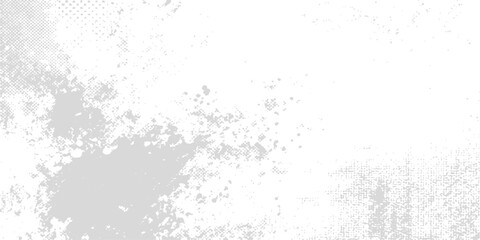 An old black grunge wall background features a dirty ink splatter design with a vintage paper texture and floral border illustration for a distressed vector art effect