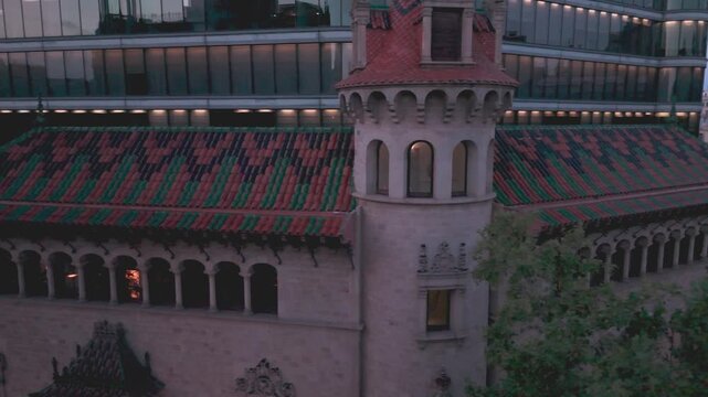 Aerial view of historic casa serra building in barcelona