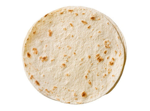 Stack of freshly baked soft flour tortillas, perfectly round and lightly browned, isolated on transparent background, ready for delicious Mexican cuisine PNG