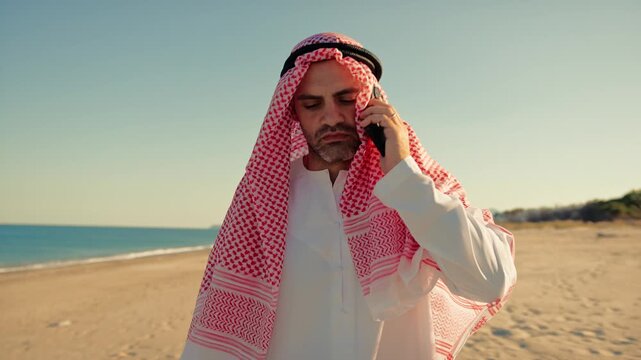 Worried Sheik Having A Bad News From A Call