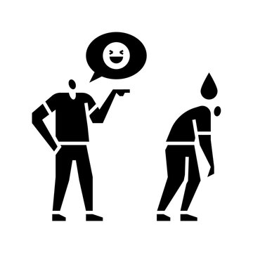mocking glyph icon. Make fun of people illustration.