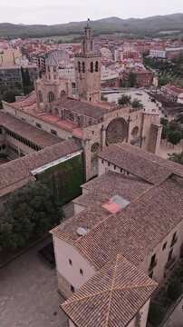 Aerial view of the ancient monastery of sant cugat del valles