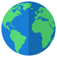 Fototapeta premium Flat Vector Illustration of Planet Earth Globe with Green Continents