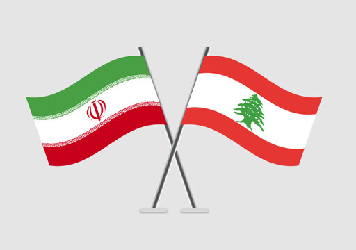 Iran and Lebanon vector flags showing dual-country harmony