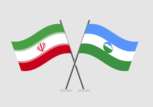 Iran and Kabardino-Balkaria vector flags crossed for cultural themes