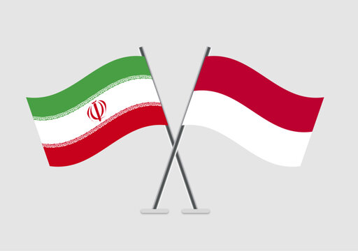 Iran and Indonesia vector flags art symbolizing unity