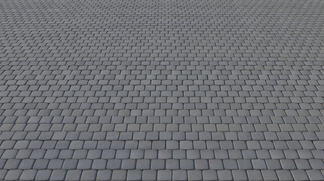 Gray cobblestone pavement surface with a repeating pattern and texture.