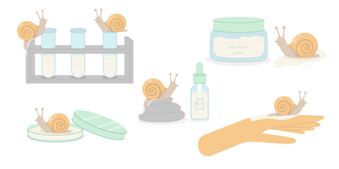 Set of snail mucin cosmetic products collection © Tatsiana